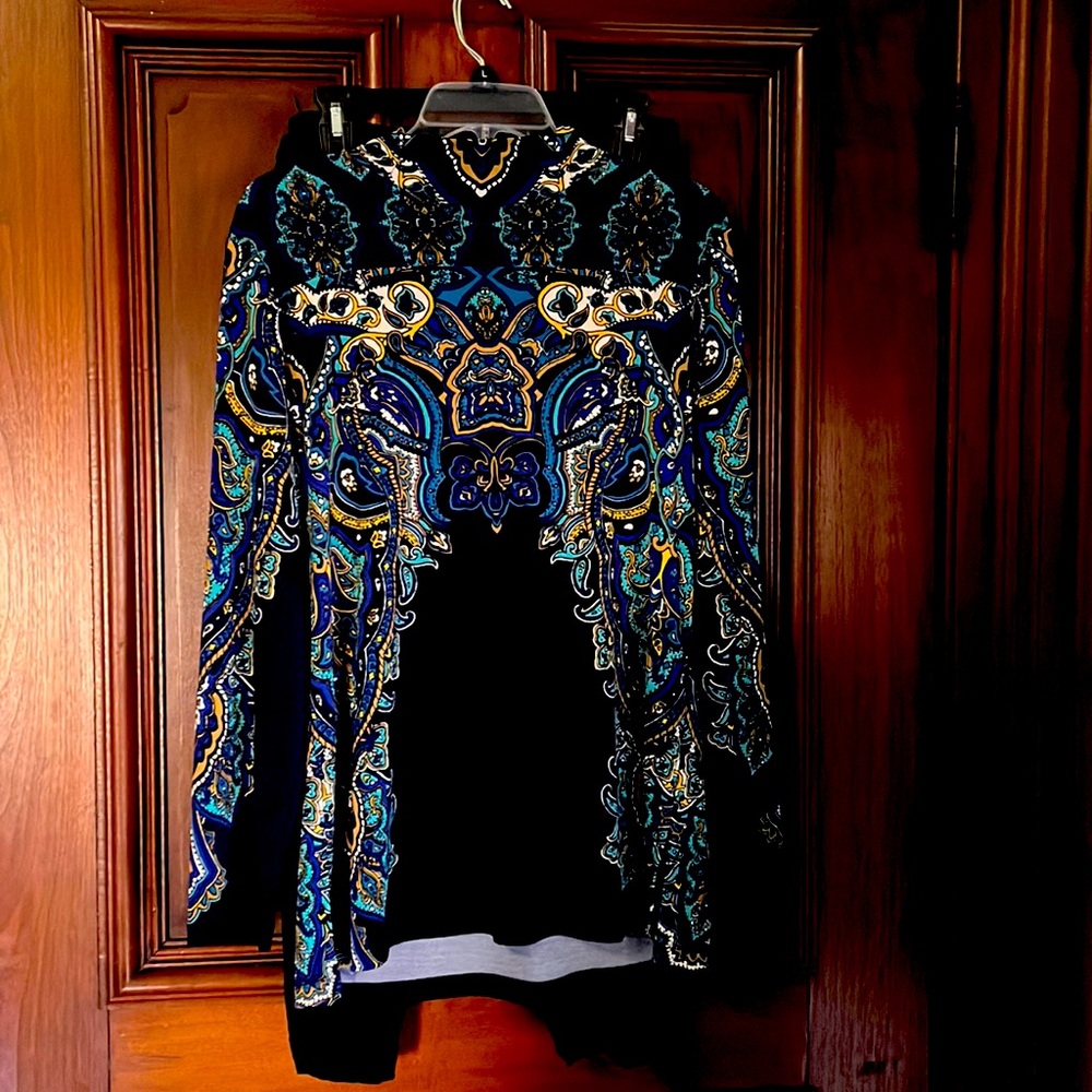 Susan Graver navy blue mock neck tunic